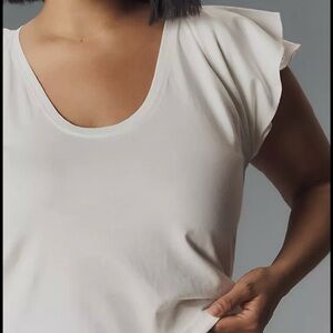 Maeve scoop-neck flounce-sleeve Tee